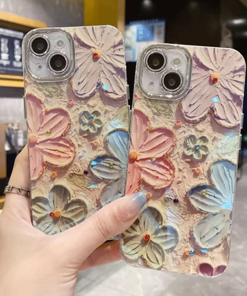 Floral Glitter Case For iphone